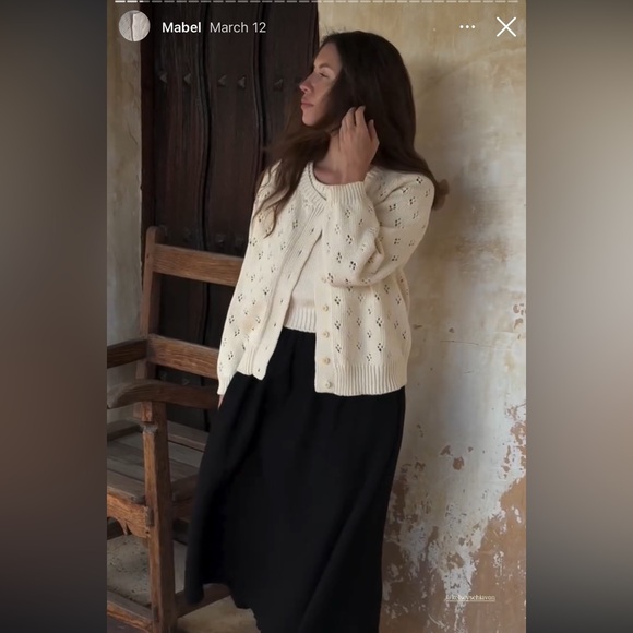 Gillian Stevens Mabel Pointelle Cardigan in Cream SMALL FLAW - Picture 10 of 15